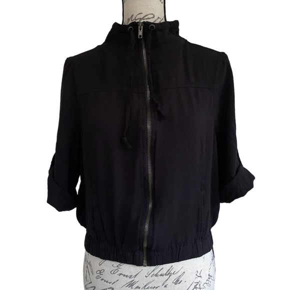 SOLD! Cotton On Outer Wear Soft Drawstring 3/4 Sleeve Jacket Black Size Large - Picture 2 of 7
